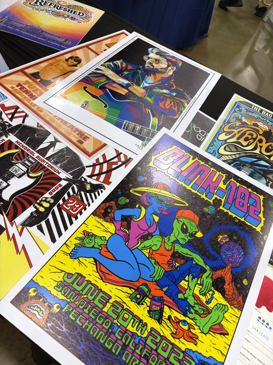 Printed concert posters for a local venue