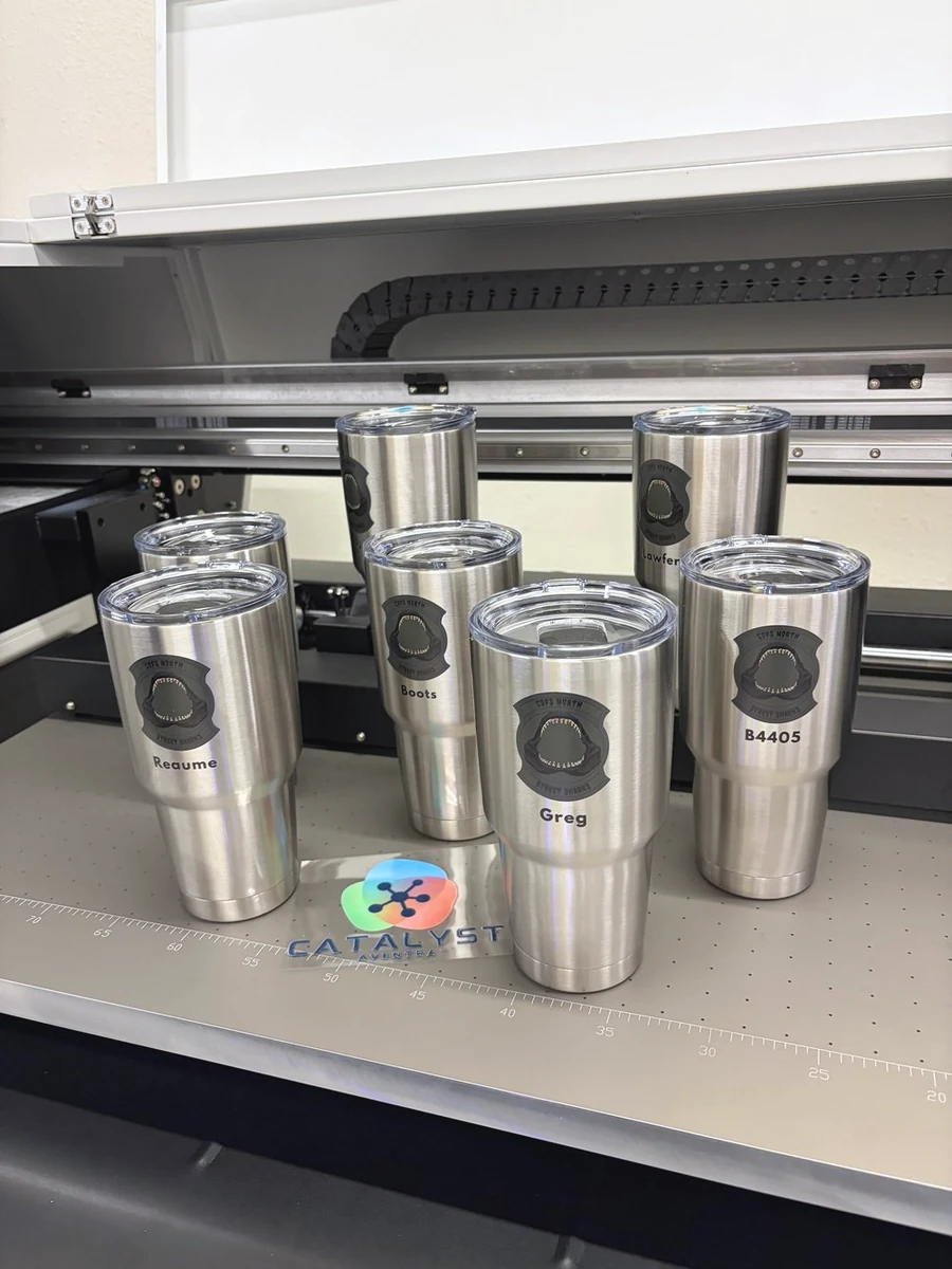 Printed stainless steel drinkware