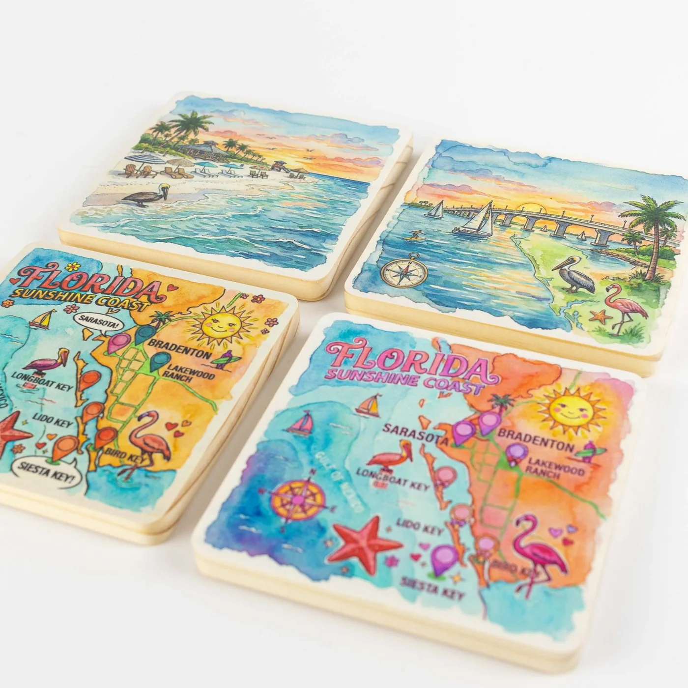 Florida themed wooden coasters