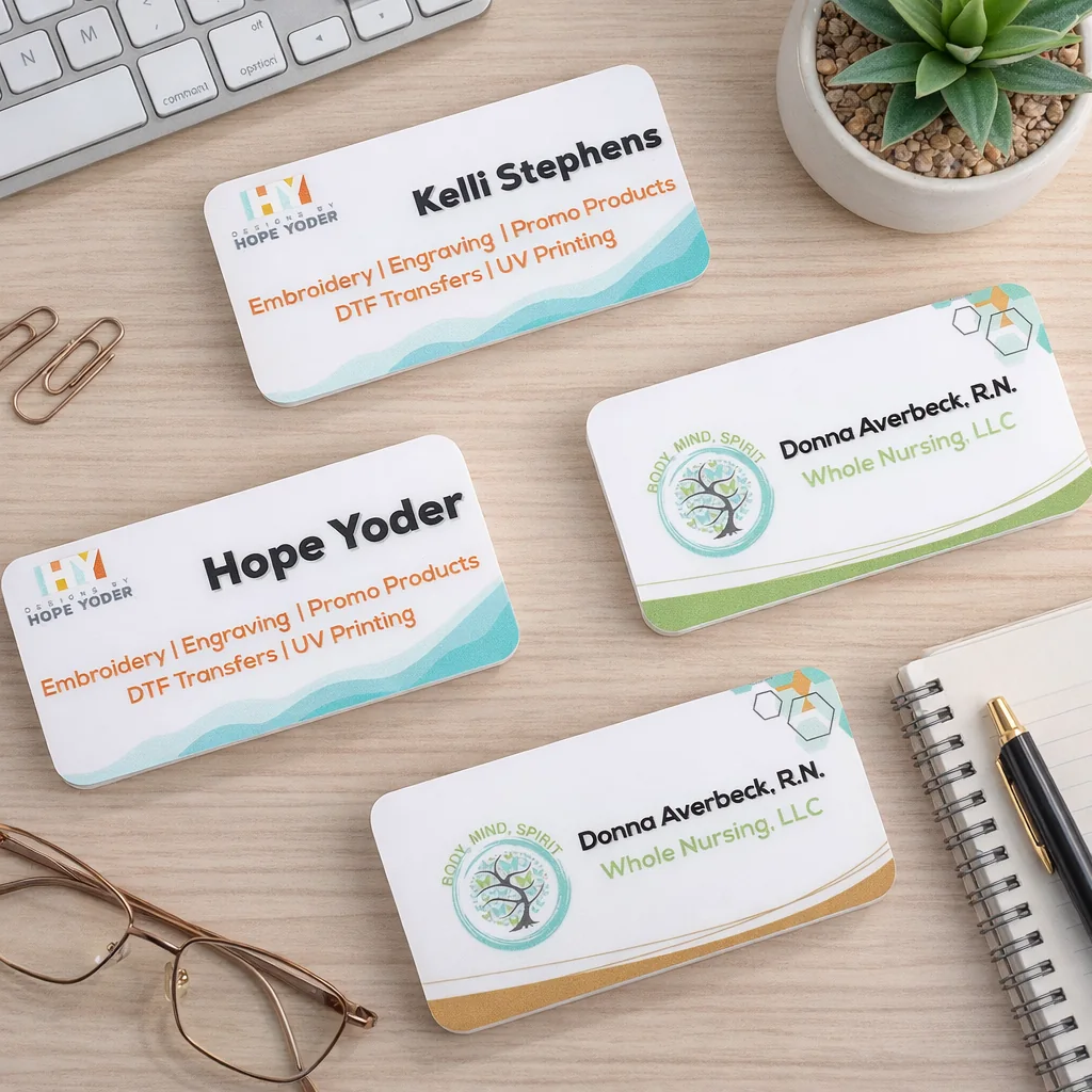 Printed name badges
